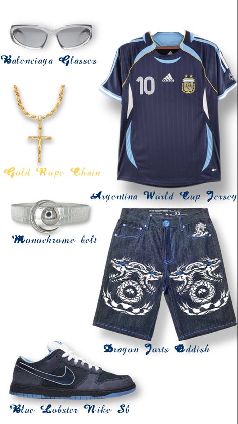 Jorts are from my brand oddishstreetwear #fashion #retro #jersey #soccer #clothing #clothes #fit #fitinspiration #inspiration Soccer Clothing, Argentina World Cup, World Cup Jerseys, Retro Jersey, Gold Adidas, Jersey Soccer, Gold Rope Chains, Fit Inspo, Rope Chain