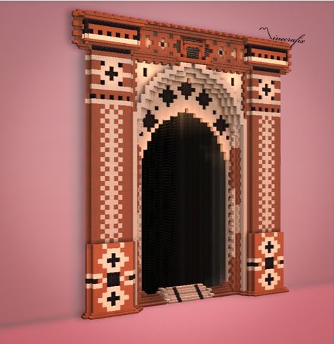 For More Check Out My Link In Bio Gateway Design, Minecraft Wall Designs, Minecraft Fountain, Minecraft Creative, Minecraft Underground, Construction Minecraft, Middle Eastern Decor, Minecraft Create, Minecraft Wall