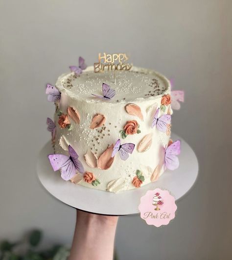 Artist Cake, 25th Birthday Cakes, 1st Birthday Girl Decorations, Fairy Garden Birthday Party, Elegant Birthday Cakes, Butterfly Cake, Simple Cake Designs, Creative Cake Decorating, Creative Birthday Cakes