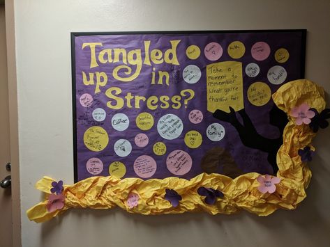 Tangled Bulletin Board, Ra Door Decs Disney, Ra Hall Themes, Disney Bulletin Boards, Dorm Bulletin Boards, Office Bulletin Board, Res Life Bulletin Boards, Resident Assistant Bulletin Boards, Counseling Bulletin Boards