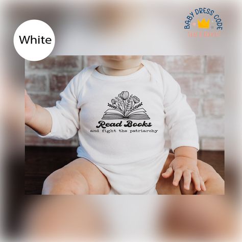 "Read Books Feminist Onesie®, Fight the Patriarchy Baby Bodysuit, Feminism Natural Bodysuit,Birth Announcement for Librarian,Baby Shower Gift We print the design on Gerber Onesie®s 100% organic cotton fabric. As indicated, the fabric is organic cotton and might shrink a little despite being preshrunk and tend to run small. Thus, sizing up is recommended if you are on edge. Toddler size t-shirts from 2T to 5T are true to size. 👶 ONESIE® SIZES 👶 0-3 Months for 21-24 in / 6-12 Ibs. 3-6 Months for Books Feminist, Feminist Onesie, Feminist Baby, The Patriarchy, Organic Cotton Fabric, Girls Wear, Toddler Sizes, Gender Neutral Baby, Unisex Baby