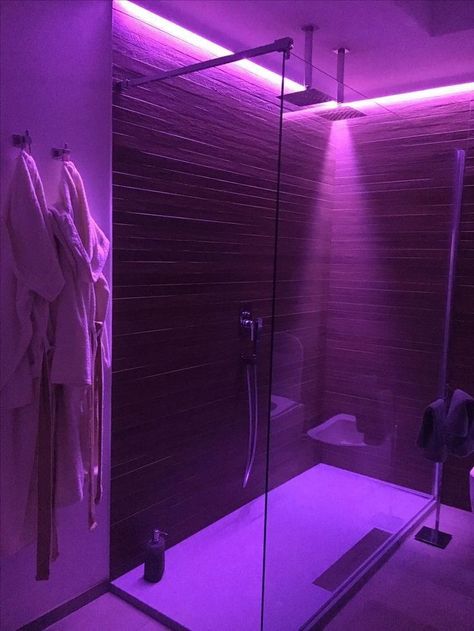 Bathroom With Led Lights, Neon Room, Dream Apartment Decor, Led Band, Future Apartment Decor, Led Stripes, Dream House Rooms, Bathroom Inspiration Decor, Aesthetic Rooms