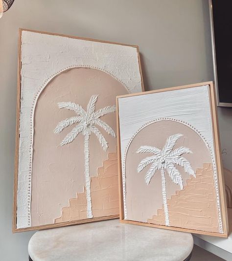 Diy Bild, Gesso Art, Mediterranean Paintings, Coastal Watercolor, Wall Art Textured, Coffee Cup Art, Palm Tree Art, Expressing Love, Paintings Canvas