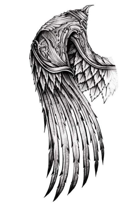 Unique Tattoo Designs For Men, Tattoo Trends 2023, Arm Sleeve Tattoo For Men, Sleeve Tattoo For Men, Eagle Wing Tattoos, Armour Tattoo, Shoulder Armor Tattoo, Alas Tattoo, Wing Tattoos On Back