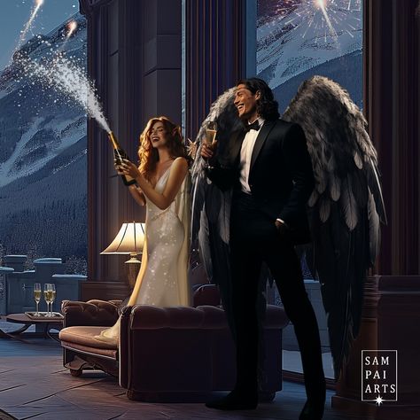 New Year Celebration Part 1/3 - Bryce and Hunt from Crescent City Part 2 @dreamworlddweller Part 3 @bookartby_amai ⋆ Characters belong… | Instagram Bryce And Hunt, Happy New Year Love, Feyre And Rhysand, A Court Of Wings And Ruin, Sarah J Maas Books, A Court Of Mist And Fury, Crescent City, Throne Of Glass, Fantasy Novels