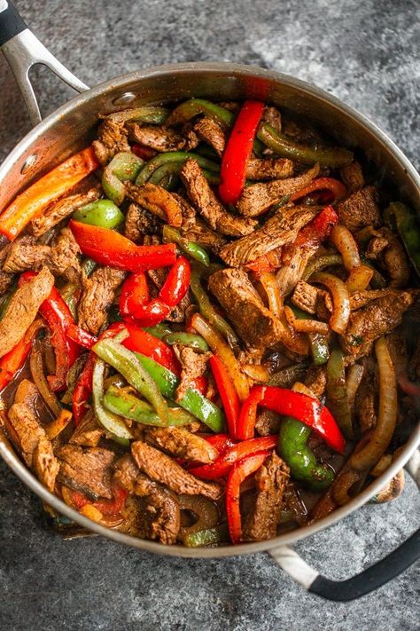 These super simple Venison Fajitas will be a staple in your house. The easy cilantro lime marinade makes for a healthy & flavorful meal! Venison Fajitas, Venison Marinade, Cilantro Lime Marinade, Lime Marinade, Venison Backstrap, Pan Steak, Venison Steak, Fajita Bowls, Venison Recipes