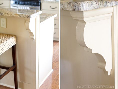 Country Kitchen Island with corbel support Kitchen Island Corbels, Corbels Kitchen, Breakfast Bar Kitchen Island, Country Kitchen Island, Breakfast Counter, Breakfast Bar Kitchen, Diy Kitchen Island, Diy Cabinets, Kitchen Islands