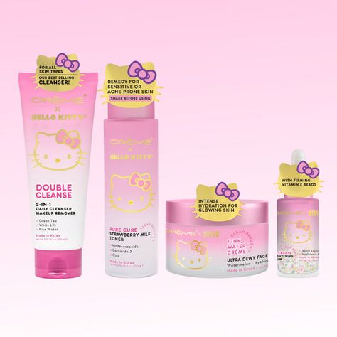 The Crème Shop X Hello Kitty, Hello Kitty Skincare Products, Hello Kitty Star Face, Creme X Hello Kitty, Hello Kitty Skin Care, Hello Kitty Skincare, Hello Kitty Products, Glowing Skin Makeup, The Crème Shop