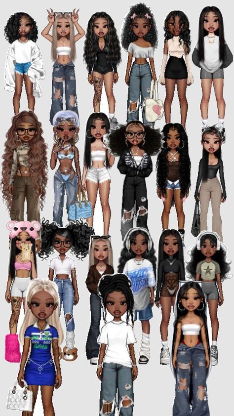 Outfits 2000s Style, Woman Artwork, Iconic Outfits, Imvu Outfits Ideas Cute, Brat Doll, Black Woman Artwork, Outfits 2000s, Bratz Inspired Outfits, Fashion Gal