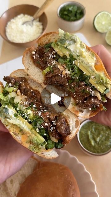 Tortas Mexicanas Recipe Carne Asada, Carne Asada Torta, Tortas Sandwich, Torta Recipe, Carne Asada, Salsa Verde, Mexican Food Recipes, New Recipes, Food Blog