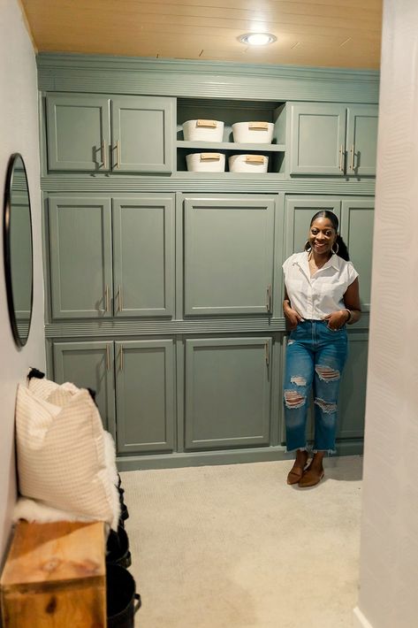 Diy Wall Cabinet, Wall Of Cabinets, Unfinished Cabinets, Wall Storage Cabinets, Baseboard Trim, Built In Pantry, Plywood Shelves, Pantry Wall, Stock Cabinets