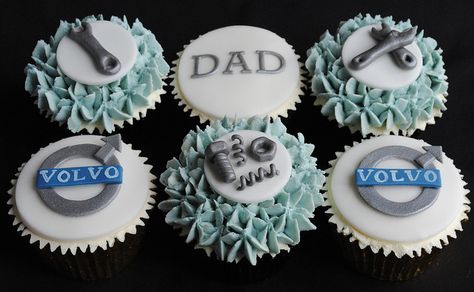 Volvo mechanic themed cupcakes Mechanics Birthday Party, Mechanic Cake, Cars Decorations, Cupcakes For Men, Mothers Day Cupcakes, Eat Cupcakes, Car Themed Parties, Cake Banner, Mini Tortillas