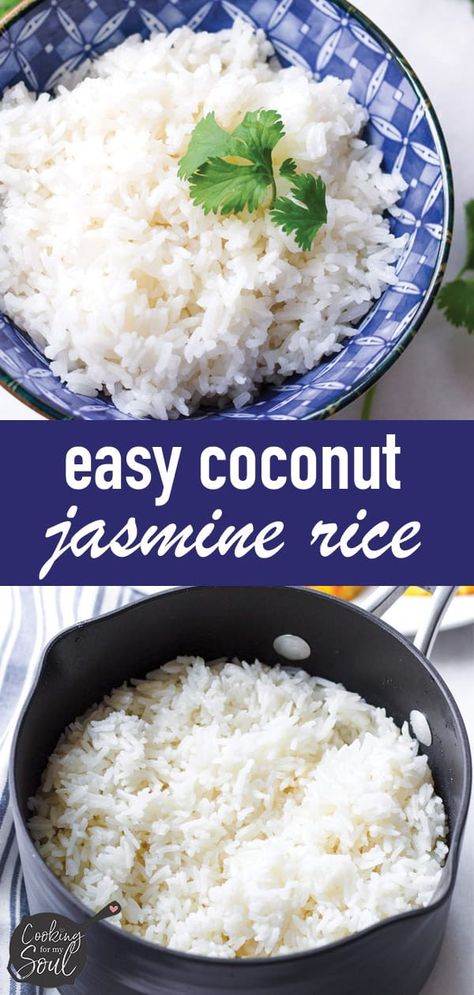 Rice Pasta Recipes, Coconut Jasmine Rice, Pasta Recipes Easy, Jasmine Rice Recipes, Coconut Rice Recipe, Coconut Milk Recipes, Rice Side Dishes, Rice Pasta, Coconut Rice