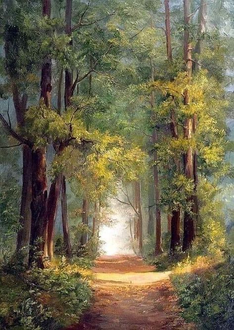 Canvas For Beginners, Small Canvas Paintings, Landscape Art Painting, Forest Painting, Watercolor Landscape Paintings, Nature Art Painting, Nature Paintings, Oil Painting Landscape, Canvas Art Painting