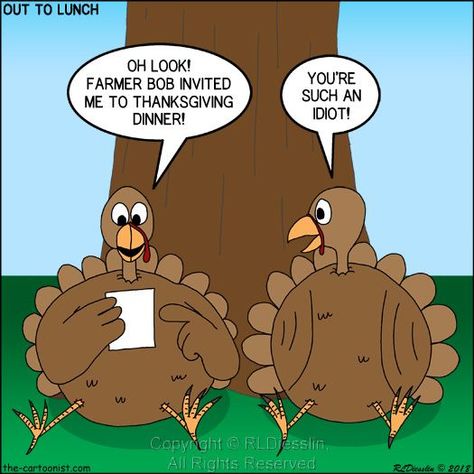 New Out to Lunch Cartoon - Turkey Dinner Invitation - https://www.the-cartoonist.com/vault/otl2/otl_2018-11-21.html - #otl #cartoon #thanksgiving #turkey #badidea Thanksgiving Cartoons Funny, Thanksgiving Jokes Hilarious, Thanksgiving Post Ideas, Thanksgiving Memes Humor, Thanksgiving Funnies, Funny Turkey Pictures, Thanksgiving Cartoons, Funny Thanksgiving Pictures, Funny Thanksgiving Memes