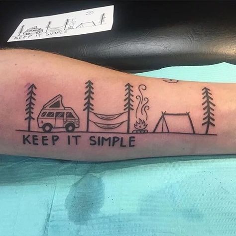 Road Less Traveled Tattoo, Awesome Tattoo Designs, Camping Tattoo, Awesome Tattoo, Road Less Traveled, Tattoo Designs Men, Deathly Hallows Tattoo, Tattoo Drawings, Ink Tattoo