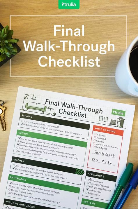 Trulia’s Final Walk-Through Checklist – Real Estate 101 – Trulia Blog Final Walk Through Checklist, New Ideas For Home, Inspection Checklist, Home Improvement Loans, Real Estate Career, Real Estate Advice, Sell Your House Fast, Home Buying Tips, First Time Home Buyers