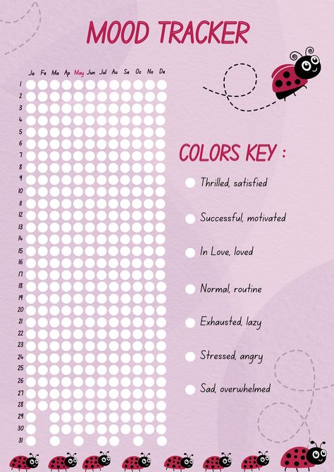 Mood tracker, Year in pixels , Pink colors key Mood Tracker Year, Year In Pixels, Mood Tracker, Pink Color, Key, Pink, Color