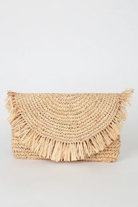 Tan Clutch, Summer Clutch, Woven Clutch, Bahamas Vacation, Straw Clutch, Lulu Fashion, Woven Raffia, Cute Purses, Gold Necklace Women