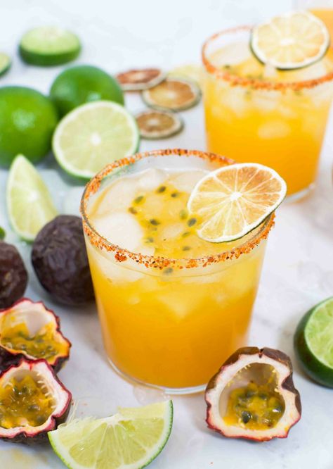 Passion Fruit Margarita Recipe Fresh Fruit Margarita Recipe, Fruit Margarita Recipe, Passion Fruit Margarita Recipe, Passion Fruit Margarita, Fruit Margarita, Classic Margarita Recipe, Homemade Margaritas, Passionfruit Recipes, Rum Punch Recipes