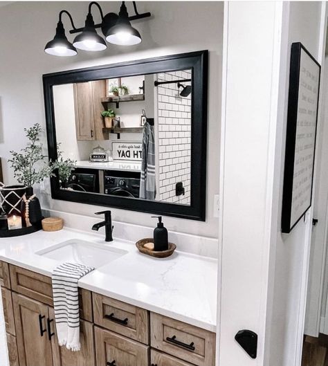 Home Office Inspiration, Farmhouse Inspiration, Sopot, Upstairs Bathrooms, Bathroom Renos, House Bathroom, Farmhouse Bathroom, Tag A Friend, My New Room