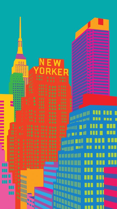 City Pop Graphic Design, City Poster Design Ideas, City Design Poster, New York Skyline Illustration, Skyline Graphic Design, New York Illustration Art, Nyc Graphic Design, New York Graphic Design, New York Pop Art