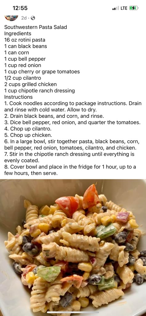 Southwestern Pasta Salad, Southwestern Pasta, Southwest Pasta, Southwest Pasta Salad, Chipotle Ranch Dressing, Pasta Salad Ingredients, Chipotle Ranch, Ranch Pasta Salad, Ranch Pasta