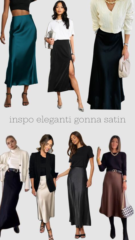 #elegant #inspo #gonna #outfit Silky Skirt Outfit, Satin Outfit, Satin Skirt Outfit, Outfits Juvenil, Outfit Elegantes, Random Outfits, Formal Design, Fashion Capsule Wardrobe, Classic Style Outfits