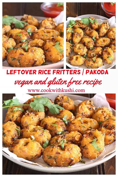 Rice Croquettes, Rice Breakfast Recipes, Rice Fritters, Rice Patties, Cooked Rice Recipes, Leftover Rice Recipes, South Indian Breakfast Recipes, Indian Vegan, Vegan Patties