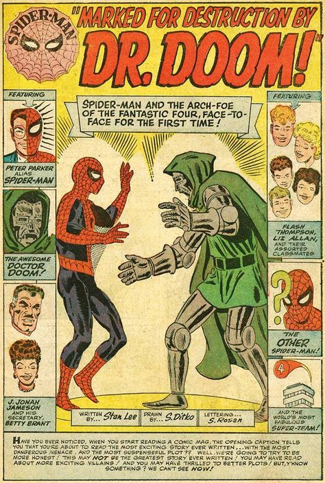 Amazing Spider-Man # 5 (1963)  "Marked for Destruction by Dr. Doom!" Steve Ditko Art, Marvel Comics Covers, Doctor Doom, Dr Doom, Steve Ditko, Marvel Artwork, Read Comics Online, Comic Book Pages, Splash Page