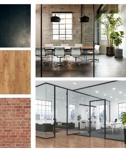 Small Coworking Space Design Open Plan, Industrial Office Mood Board, Brick Office Design, Industrial Style Office Design, Office Mezzanine Design, Industrial Interior Design Commercial, Open Concept Office Design, Warehouse Office Industrial, Industrial Office Design Workspaces