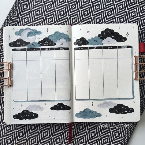 Cloud Bullet Journal, 2024 Journaling, Random Journal, January Bujo, 4000 Followers, Days Of The Month, Bullet Journal August, Bullet Journal Work, Bulletin Journal