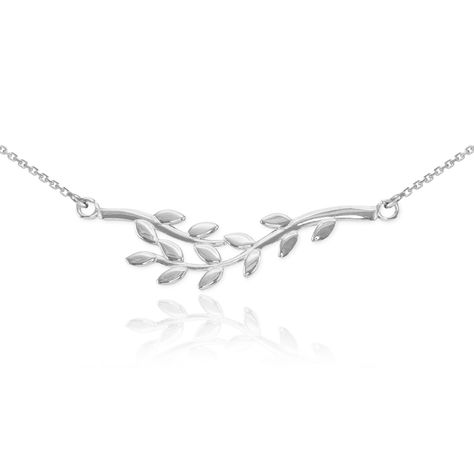 Tree Branch Necklace, Olive Necklace, The Olive Branch, Greek Tradition, Branch Necklace, White Gold Necklaces, Leaf Jewelry, Special Jewelry, Olive Branch