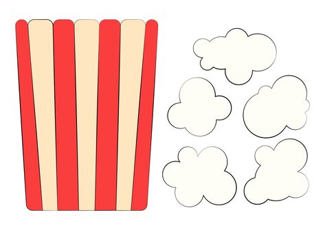 Bulletin Board Popcorn Template Printable Popcorn Template, Popcorn Bulletin Board, Popcorn Box Printable, Popcorn Crafts, Preschool Birthday, White Popcorn, Birthday Bulletin Boards, Birthday Bulletin, Your Next Movie