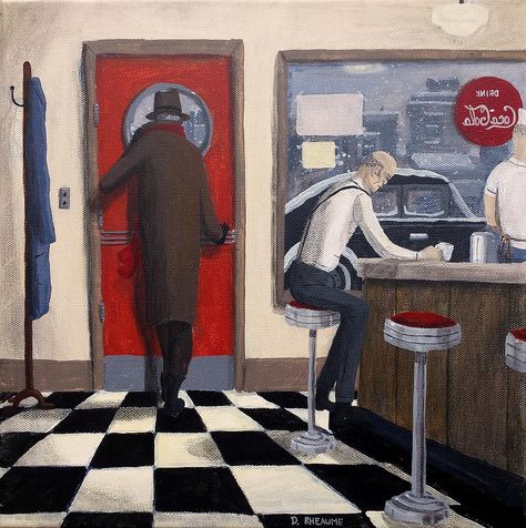 Diner Painting Diner Painting, 50s Diner, Canadian Painters, Retro Diner, November 12th, Shop Art Prints, Canadian Art, Art Pages, Paintings For Sale