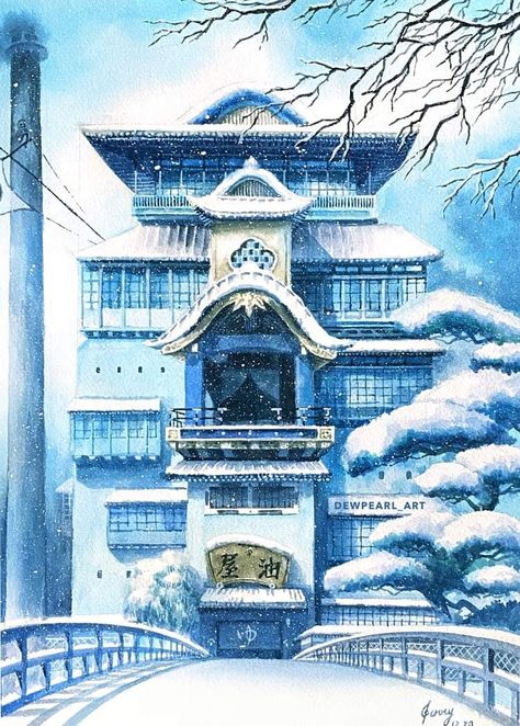 Ghibli Winter, Winter In Japan, Isao Takahata, Iphone Wallpaper Winter, Winter Images, Cute Posts, Film Studio, Winter Wallpaper, Cards Ideas