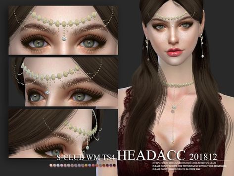 I LOVE this head piece Created BY S-Club! Perfect for historical or modern Sims! Ts4 Head Accessories, Sims 4 Head Accessories, Sims 4 Cc Head Accessories, Sims Jewelry, Cc Skin, Sims 4 Decades Challenge, Sims Medieval, Sims Stories, Sims 4 Dresses