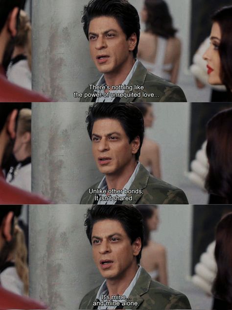 Bollywood Love Quotes, Ae Dil Hai Mushkil, Classic Movie Quotes, Shah Rukh Khan Movies, Srk Movies, Best Movie Lines, Cinema Quotes, Movie Humor, Black And White Instagram