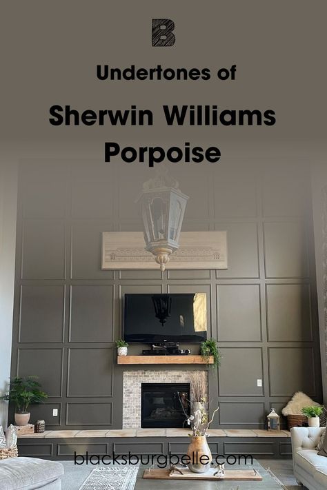 The undertones of Sherwin Williams Porpoise are a little bit different than other paints, as the key undertones of brown and gray are also present in the main body of the paint. If it is put in a room where it picks up more on its gray nature, the brown will be the undertone, and vice versa. Porpoise Sherwin Williams Cabinets, Best Brown Paint Colors Sherwin Williams, Carriage Stone Sherwin Williams, Morris Room Grey Sherwin Williams, Keystone Gray Sherwin Williams, Gray Brown Paint Color, Grey Brown Paint Colors, Pewter Cast Sherwin Williams, Sherman Williams Gray