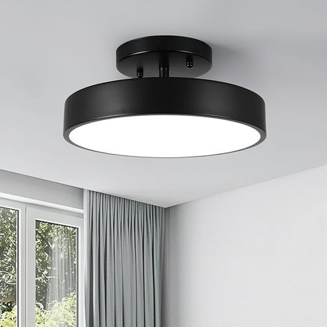 POLITAMP Semi Flush Mount Ceiling Light, 12 inch Close to Ceiling Lighting, 18W LED Lamp Fixture,Black Metal Frame and Acrylic Shade,4000K, Not Dimmable - Amazon.com Black Metal Frame, Semi Flush Mount, Ceiling Lighting, Metal Style, Flush Mount Ceiling, Ceiling Light Fixtures, Flush Mount Ceiling Lights, Ceiling Lamp, Flush Mount