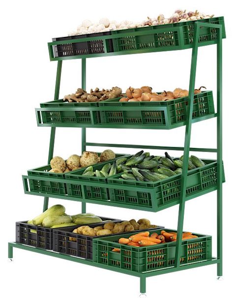 Fruit Shelf, Small Tropical Gardens, Fruit And Veg Shop, Vegetable Rack, Seafood Shop, Store Shelves Design, Vegetable Stand, Bakery Design Interior, Grocery Store Design