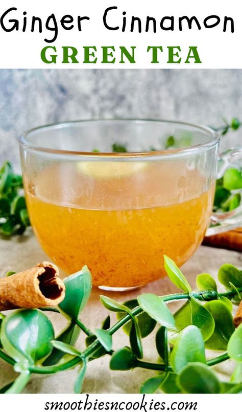 Ginger Cinnamon Green Tea Green Tea Detox Drink, Green Tea With Ginger, Cinnamon Green Tea, Tea With Ginger, Pomegranate Green Tea, Green Tea Detox, Cleansing Drinks, Green Tea And Honey, Cinnamon Tea