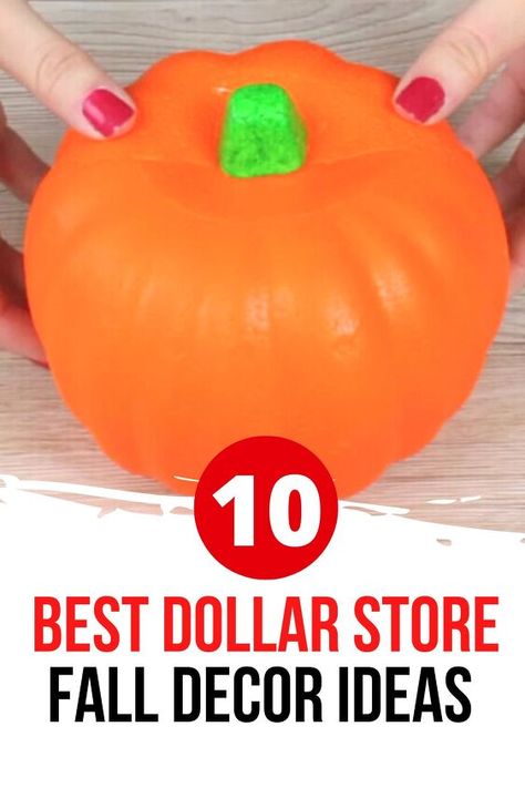 Cheap Fall Decor Ideas, Diy Dollar Tree Fall Decor, Dollar Store Fall Decor, 10 Dollar Store, Dollar Store Finds, Cheap Fall Decor, Pumpkin Uses, Fall Decor Dollar Tree, 10 Dollar