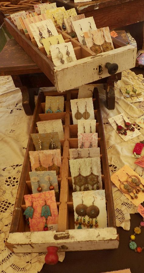 https://flic.kr/p/grfv3N | Earring display | Vintage compartment drawers that I use as earring displays. Jewerly Display, Jewelry Booth, Stall Display, Earring Displays, Craft Booth Display, Vendor Displays, Jewerly Displays, Craft Fairs Booth, Craft Booth Displays