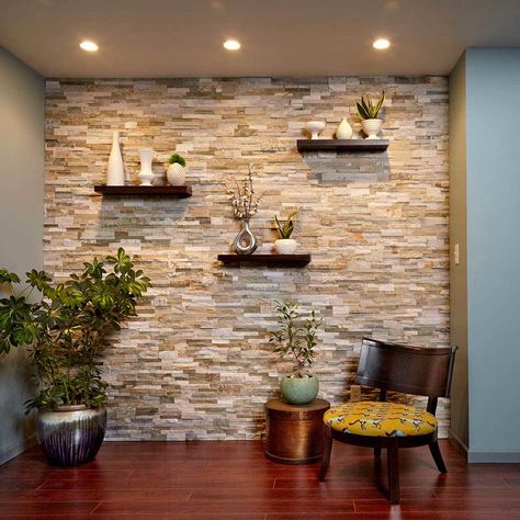 Stunning Stone Faux Stone Walls, Stone Walls Interior, Stone Accent Walls, Interior Design Per La Casa, घर की सजावट, Stacked Stone, Stone Veneer, Decor Minimalist, Faux Stone