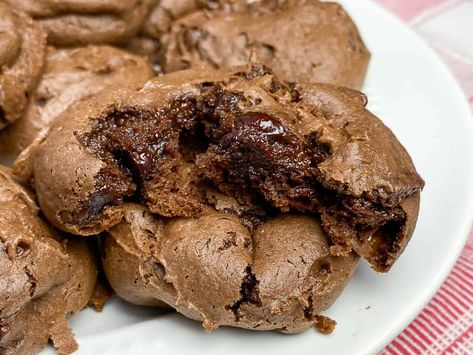 Soft and gooey Devil's food cookie with cake center Food Cookies, Cup Of Milk, Devils Food Cake, Devils Food, Triple Chocolate, Cake Mix Cookies, Betty Crocker, Food Cakes, Cookies Recipe