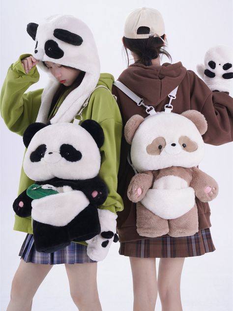 Cute Panda Outfits, Cute Panda Pfp, Panda Clothes, Panda Backpack, Panda Plush, Cute Mini Backpacks, Kawaii Bags, Happy Birthday Video, Plush Bags