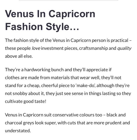 Capricorn In Venus Style, Pisces Venus Style, Capricorn Fashion, Inspiration Dressing, Venus Aesthetic, Venus In Capricorn, Pisces Rising, Zodiac Chart, Capricorn Rising