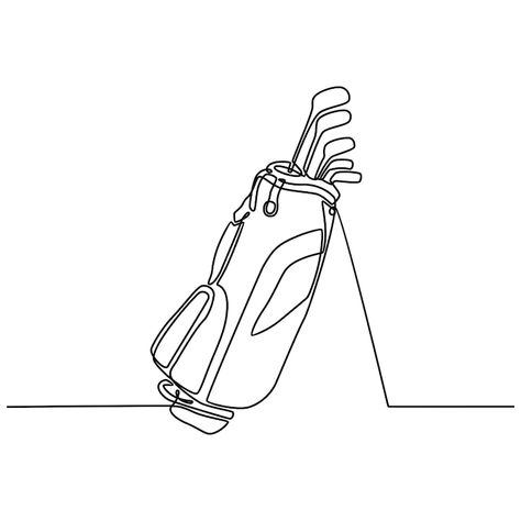 Golf Line Drawing, Golf Bag Tattoo, Golf Club Tattoo, Golf Illustration, Golf Drawing, Golf Graphic, Golf Preppy, Stick Drawings, Club Tattoo