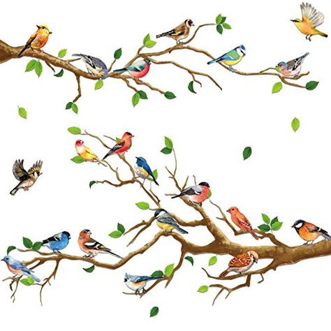 Birds On Tree, Tree Wall Decals, Tree Branch Wall, Diy Wall Art Decor, Stick Art, Garden Birds, Tree Wall Decal, Bird On Branch, Kids Nursery